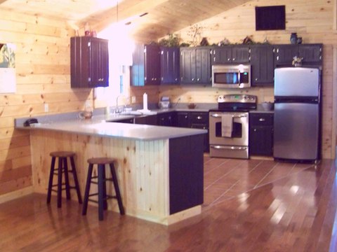 Custom kitchen with dark cabinetry