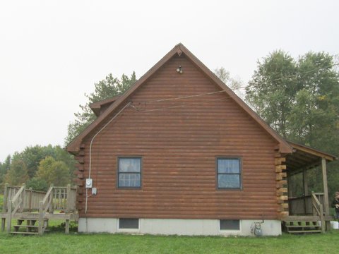 The same wall after staining and clear coat, fully restored